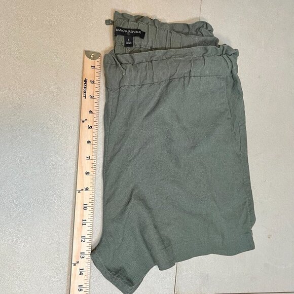 Banana Republic Linen Paperbag Shorts Olive Green - Picture 6 of 8